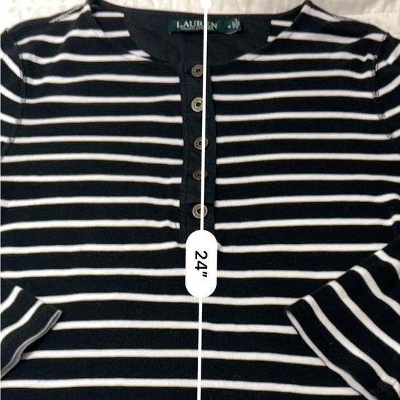 LRL Striped 3/4 Sleeves Top M - Picture 5 of 8